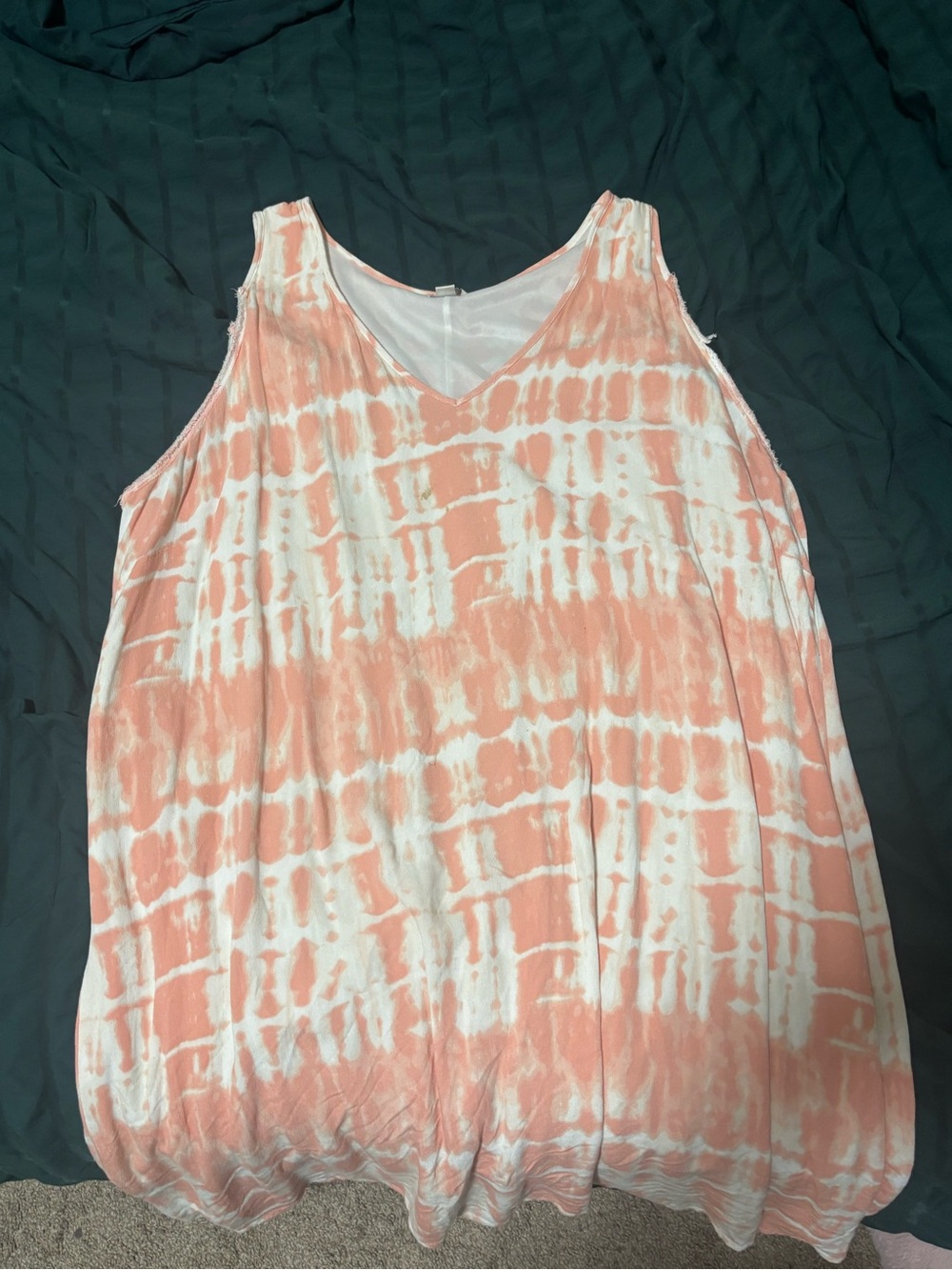 Cato Coral Peach Tie-Dye V-Neck Tank Top